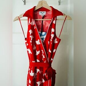 Diane Von Furstenberg Red and White Maxi Dress